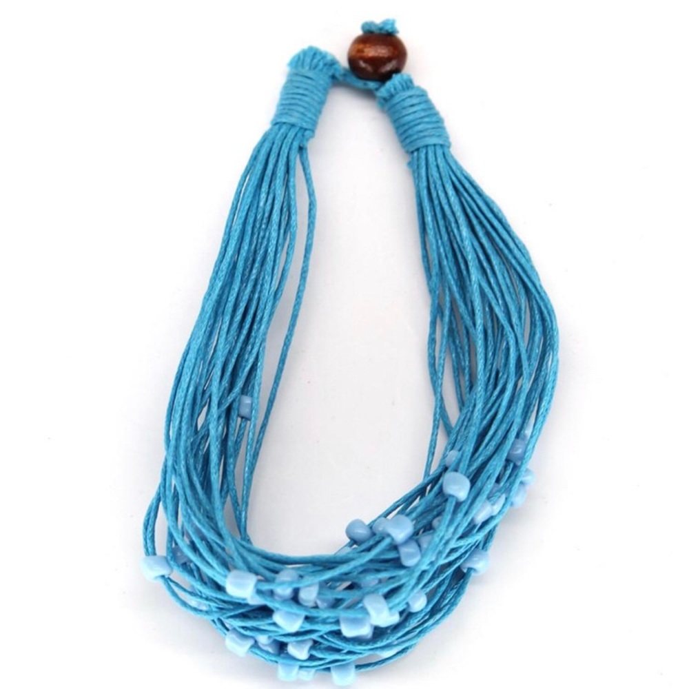 Blue Cotton & Glass Bead Bracelet 💙 Fair Trade 💙 - Picture 5 of 6